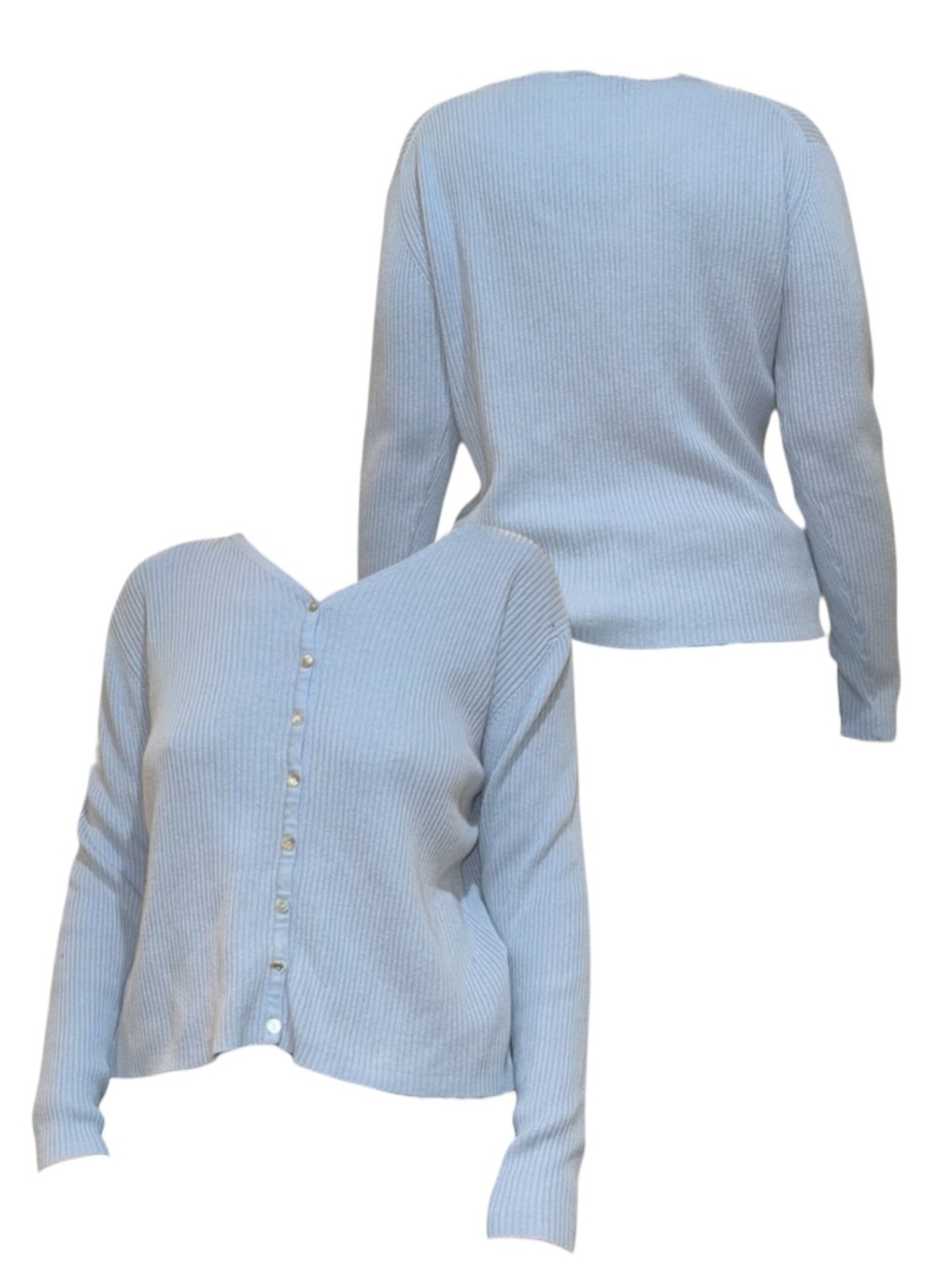 Light Blue V-Neck Button-Up Sweater